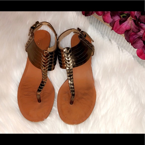 COACH Metallic Bronze India Wedge Sandals - Picture 3 of 6